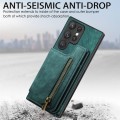 For Samsung Galaxy S23 Ultra 5G Retro Leather Zipper Wallet Back Phone Case(Green)
