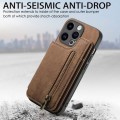 For iPhone 15 Pro Max Retro Leather Zipper Wallet Back Phone Case(Brown)