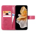 For vivo S18 Pro Four-leaf Clasp Embossed Leather Phone Case(Magenta)