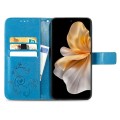 For vivo S18 Pro Four-leaf Clasp Embossed Leather Phone Case(Blue)