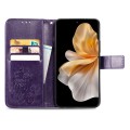 For vivo S18 Pro Four-leaf Clasp Embossed Leather Phone Case(Purple)