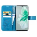 For vivo S18 Four-leaf Clasp Embossed Leather Phone Case(Blue)