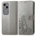 For vivo S18 Four-leaf Clasp Embossed Leather Phone Case(Gray)