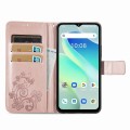 For UMIDIGI G5 Four-leaf Clasp Embossed Buckle Leather Phone Case(Rose Gold)