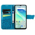 For UMIDIGI G5 Butterfly Love Flower Embossed Leather Phone Case(Blue)