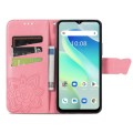 For UMIDIGI G5 Butterfly Love Flower Embossed Leather Phone Case(Pink)