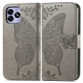 For UMIDIGI G5 Butterfly Love Flower Embossed Leather Phone Case(Gray)