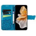 For vivo S18 Pro Butterfly Love Flower Embossed Leather Phone Case(Blue)