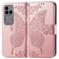 For vivo S18 Pro Butterfly Love Flower Embossed Leather Phone Case(Rose Gold)