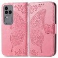 For vivo S18 Pro Butterfly Love Flower Embossed Leather Phone Case(Pink)