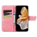 For vivo S18 Pro Butterfly Love Flower Embossed Leather Phone Case(Pink)