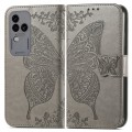 For vivo S18 Pro Butterfly Love Flower Embossed Leather Phone Case(Gray)
