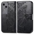 For vivo S18 Butterfly Love Flower Embossed Leather Phone Case(Black)