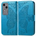 For vivo S18 Butterfly Love Flower Embossed Leather Phone Case(Blue)