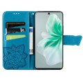 For vivo S18 Butterfly Love Flower Embossed Leather Phone Case(Blue)