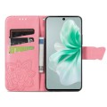 For vivo S18 Butterfly Love Flower Embossed Leather Phone Case(Pink)