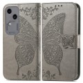 For vivo S18 Butterfly Love Flower Embossed Leather Phone Case(Gray)