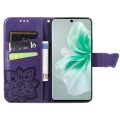 For vivo S18 Butterfly Love Flower Embossed Leather Phone Case(Dark Purple)