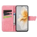 For vivo S18e Butterfly Love Flower Embossed Leather Phone Case(Pink)