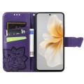 For vivo S18e Butterfly Love Flower Embossed Leather Phone Case(Dark Purple)