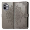 For vivo S18 Pro Mandala Flower Embossed Leather Phone Case(Gray)