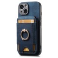 For iPhone 15 Pro Max Retro Splitable Magnetic Stand Card Bag Leather Phone Case(Blue)
