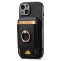 For iPhone 15 Pro Retro Splitable Magnetic Stand Card Bag Leather Phone Case(Black)