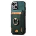 For iPhone 15 Plus Retro Splitable Magnetic Stand Card Bag Leather Phone Case(Green)