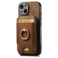 For iPhone 15 Plus Retro Splitable Magnetic Stand Card Bag Leather Phone Case(Brown)