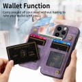 For iPhone 14 Pro Retro Leather Zipper Wallet Back Phone Case(Purple)