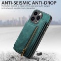 For iPhone 14 Pro Retro Leather Zipper Wallet Back Phone Case(Green)