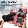 For iPhone 14 Pro Max Retro Leather Zipper Wallet Back Phone Case(Pink)