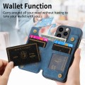 For iPhone 13 Pro Max Retro Leather Zipper Wallet Back Phone Case(Blue)