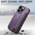 For iPhone 12 Pro Retro Leather Zipper Wallet Back Phone Case(Purple)