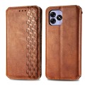 For UMIDIGI G5 Cubic Grid Pressed Magnetic Leather Phone Case(Brown)