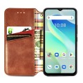 For UMIDIGI G5 Cubic Grid Pressed Magnetic Leather Phone Case(Brown)