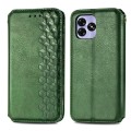 For UMIDIGI G5 Cubic Grid Pressed Magnetic Leather Phone Case(Green)