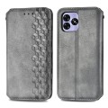 For UMIDIGI G5 Cubic Grid Pressed Magnetic Leather Phone Case(Grey)