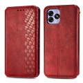 For UMIDIGI G5 Cubic Grid Pressed Magnetic Leather Phone Case(Red)