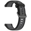 For Garmin Vivoactive 4 22mm Two Color Textured Silicone Watch Band(Grey+Black)