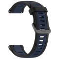 For Garmin Vivoactive 4 22mm Two Color Textured Silicone Watch Band(Midnight Blue+Black)