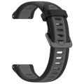 For Garmin Forerunner 165 Music 20mm Two Color Textured Silicone Watch Band(Grey+Black)