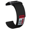 22mm Two Color Nylon Canvas Hook And Loop Fastener Watch Band(Black+Red)