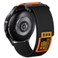 22mm Two Color Nylon Canvas Hook And Loop Fastener Watch Band(Black+Orange)