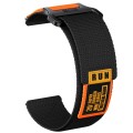 22mm Two Color Nylon Canvas Hook And Loop Fastener Watch Band(Black+Orange)