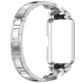 For Samsung Galaxy Fit 3 X Shaped Dual Row Diamond Metal Frame Watch Band(Silver)