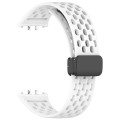 For Samsung Galaxy Fit 3 Hole Style Magnetic Folding Buckle Silicone Watch Band(White)