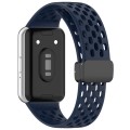 For Samsung Galaxy Fit 3 Hole Style Magnetic Folding Buckle Silicone Watch Band(Midnight Blue)