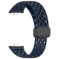 For Samsung Galaxy Fit 3 Hole Style Magnetic Folding Buckle Silicone Watch Band(Midnight Blue)