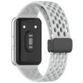 For Samsung Galaxy Fit 3 Hole Style Magnetic Folding Buckle Silicone Watch Band(Light Gray)
